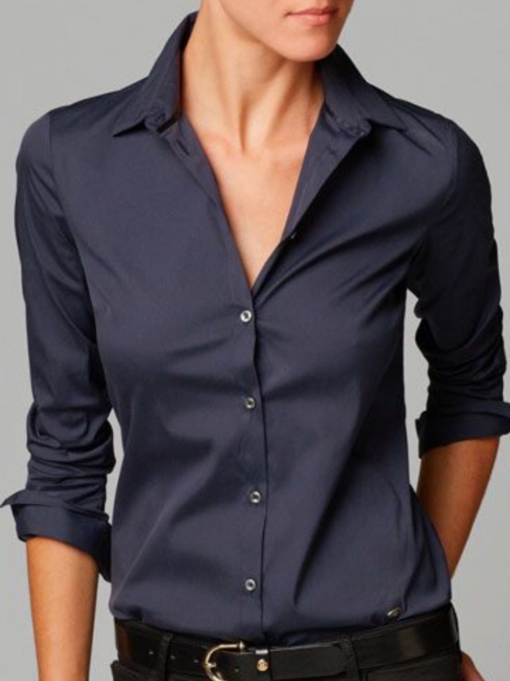 Banana Republic Classic Preppy Navy Tailored Fit Button Down Shirt Size 2